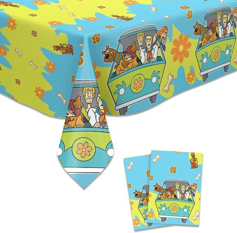 2pcs تشمل زخرفة حفلة عيد ميلاد Scooby TableCloth ، لمستلزمات حفلة Scoobybirthday in Saudi Arabia