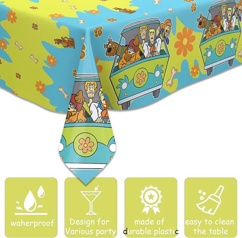 2pcs تشمل زخرفة حفلة عيد ميلاد Scooby TableCloth ، لمستلزمات حفلة Scoobybirthday in Saudi Arabia