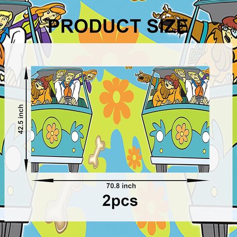 2pcs تشمل زخرفة حفلة عيد ميلاد Scooby TableCloth ، لمستلزمات حفلة Scoobybirthday in Saudi Arabia