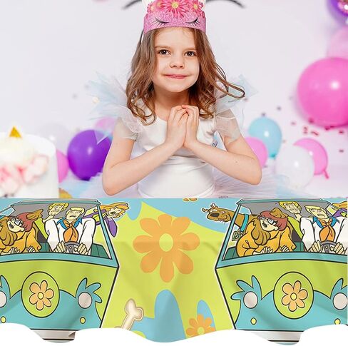 2pcs تشمل زخرفة حفلة عيد ميلاد Scooby TableCloth ، لمستلزمات حفلة Scoobybirthday in Saudi Arabia