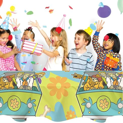2pcs تشمل زخرفة حفلة عيد ميلاد Scooby TableCloth ، لمستلزمات حفلة Scoobybirthday in Saudi Arabia