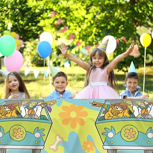 2pcs تشمل زخرفة حفلة عيد ميلاد Scooby TableCloth ، لمستلزمات حفلة Scoobybirthday in Saudi Arabia