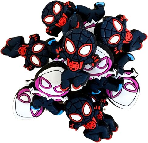 Lashicorn Spider Silicone Bead Bead مجموعة | 12 جهاز كمبيوتر مختلط حزمة متعددة الآية Spidey Bulk بالجملة سلسلة مفاتيح Make Kit Kit Beaded Pen Fresh Superhero in Saudi Arabia