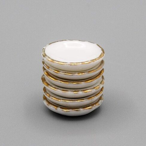 Odoria 1:12 Miniature 6Pcs Porcelain Dish Plates Dollhouse Kitchen Food Tableware Accessories in Saudi Arabia