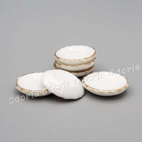 Odoria 1:12 Miniature 6Pcs Porcelain Dish Plates Dollhouse Kitchen Food Tableware Accessories in Saudi Arabia