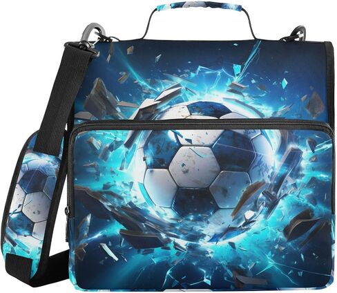 Football Soccer 3D 3 Ring Zipper Binder with Handle Sport 1.5 inch Binder Organizer, Multi Pockets Office File Folder with Shoulder Strap 500 Sheet Capacity in Saudi Arabia