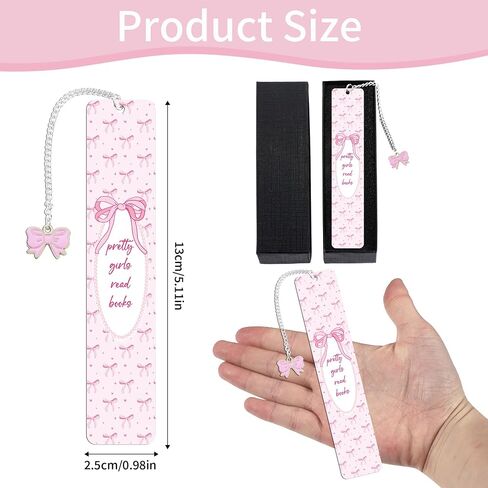 Pink Bow Metal Bookmark Gifts, Cute Metal Bookmark with Charm, Pretty Girls Read Books Gift for Women Girls, Bookish Accessaries for Reading Book Lovers Birthday Christmas School Office Supplies in Saudi Arabia
