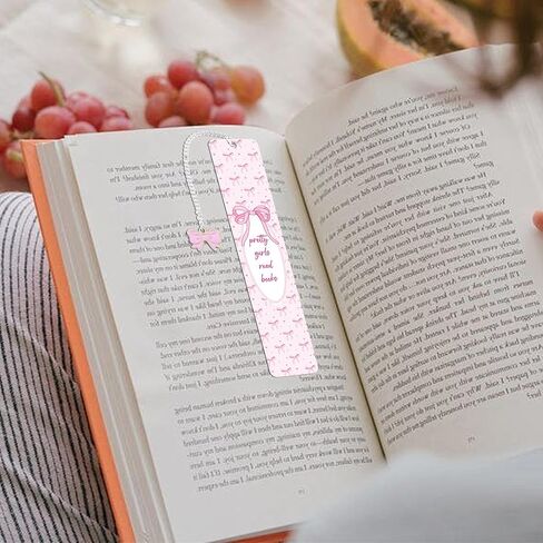 Pink Bow Metal Bookmark Gifts, Cute Metal Bookmark with Charm, Pretty Girls Read Books Gift for Women Girls, Bookish Accessaries for Reading Book Lovers Birthday Christmas School Office Supplies in Saudi Arabia