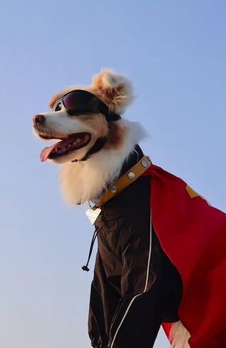 Superhero Dog Red Cape Halloween Cosplay Costume with Collar and Tag Complete Set, Small in Saudi Arabia