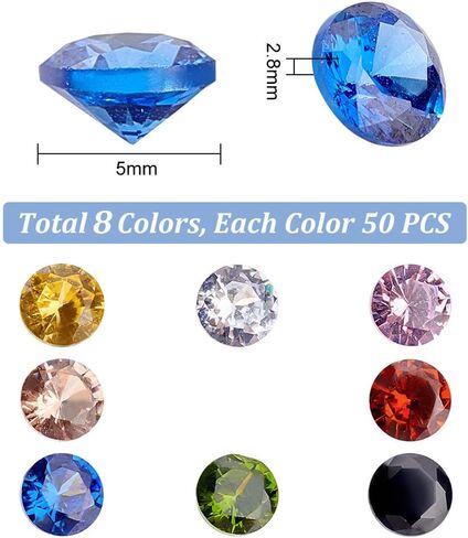Ph Pandahall 400pcs 5mm Zirconia Zirconia Stone 8 ألوان جولة Faceted Rhinestone Diamond Stones Gems Gemstone Stoys Cz Stones for Ring Enring Bracelet Prendant Jewelry Art Making in Saudi Arabia