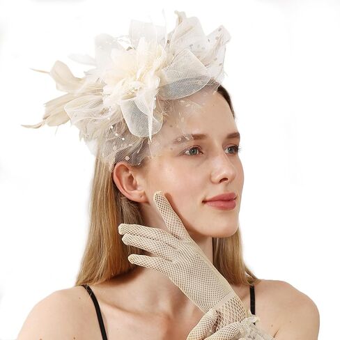 قطع زينة قبعة كنتاكي ديربي القبعات كليب قبعة الزفاف كوكتيل الشاي حفلة أغطية الرأس وقفازات الدانتيل القصيرة in Kuwait