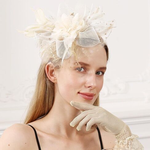 قطع زينة قبعة كنتاكي ديربي القبعات كليب قبعة الزفاف كوكتيل الشاي حفلة أغطية الرأس وقفازات الدانتيل القصيرة in Kuwait