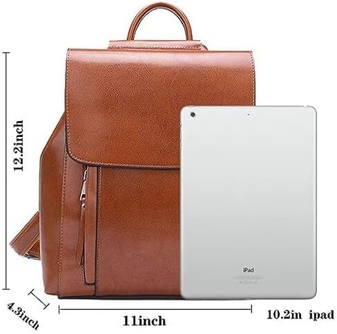 Women's Fashion Purse Backpack Multipurpose Design Shoulder Bag and Zipper Purse Genuine Leather Anti-theft Travel bag (Brown) in Saudi Arabia
