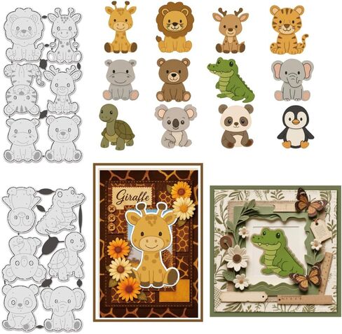 UniCraftale 12pcs DIY قطع حيوان يموت المعادن النمور النمور يموت قطع البطاقات صنع حديقة حيوانات حيوانات كربونية الصلب قطع الحيوانات الصغيرة يموت ورقة الإستنسل لألبوم صور سكرابوكينغ in Saudi Arabia