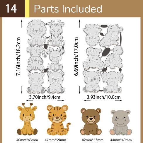 UniCraftale 12pcs DIY قطع حيوان يموت المعادن النمور النمور يموت قطع البطاقات صنع حديقة حيوانات حيوانات كربونية الصلب قطع الحيوانات الصغيرة يموت ورقة الإستنسل لألبوم صور سكرابوكينغ in Saudi Arabia