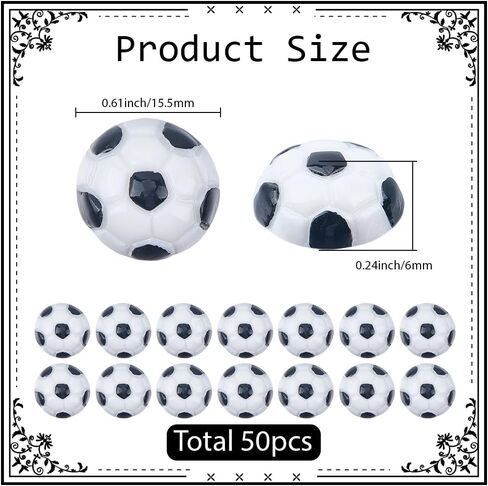 SUNNYCLUE 50Pcs Sports Flatback Resin Charms Football Cabochons Flat Back 15.5mm Mini Sport Soccer Ball Charm Beads for DIY Scrapbooking Phone Case Boxes Embellishments Jewelry Making Crafts Decor in Saudi Arabia