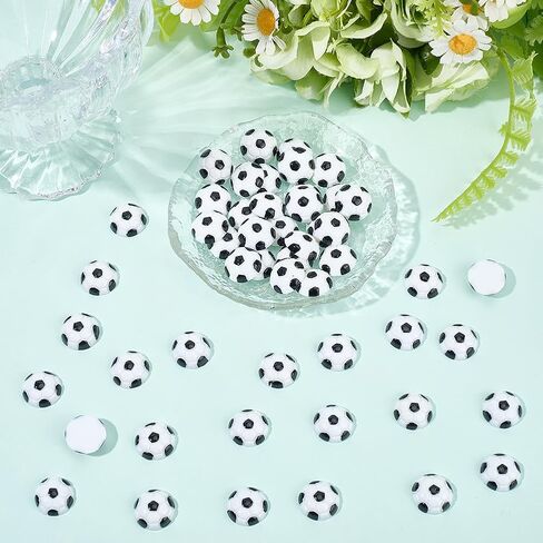 SUNNYCLUE 50Pcs Sports Flatback Resin Charms Football Cabochons Flat Back 15.5mm Mini Sport Soccer Ball Charm Beads for DIY Scrapbooking Phone Case Boxes Embellishments Jewelry Making Crafts Decor in Saudi Arabia