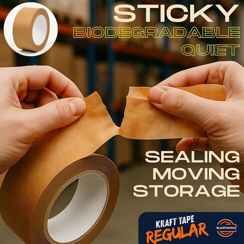 شريط تعبئة الورق متنوعة 4 عبوات - 2 معززة + 2 قابلة للارتقاء ، 1.9 "× 55 YD - شريط ختم الصندوق الذاتي للشحن الصغير بيز ، لا مطلوبة على شريط الأشرطة - قابلة للتحلل ، Kraft Brown in Kuwait