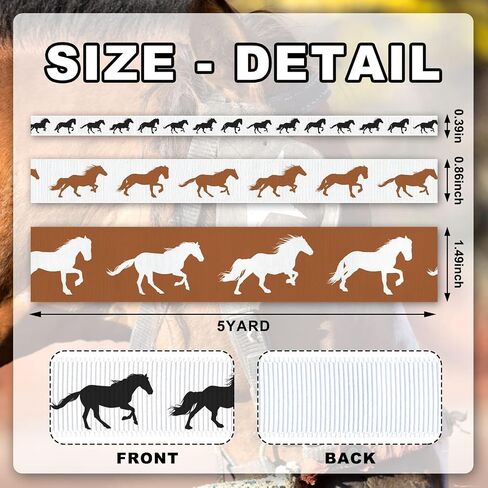 ykw sheep pattern grosgrain martbon set - 3 widths (3/8 "، 7/8" ، 1.5 ") × 5 ياردة لكل منها - شرائط صورة ظلية أسود ، أبيض وبيج للحرف اليدوية ، غلاف الهدايا ، زفاف وحفلات الحفلات in Kuwait
