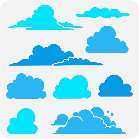 Pingerinspire Cloud Painting stencil 11.8x11.8in - 9 أنماط نموذج السحابة قالب رسم للفن DIY على الخشب والجدار والنسيج والأثاث in Saudi Arabia