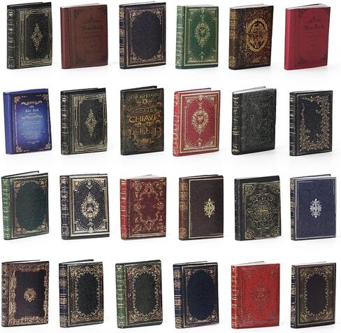 Odoria Dollhouse Vintage Books Miniature: 24Pcs 1/12 Scale Victorian Notebooks for Antique Library Office - Mini Bulk Book Paper School Supplies for Craft, Style A in Saudi Arabia