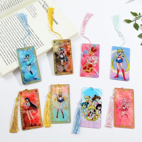 قطعة واحدة من الإشارة المرجعية الأنيمي المحاربة - علامات كرتونية من الأكريليك للبحارة الكرتونية لمحبي ديدان الكتب، وإكسسوارات كتب أقلام القراءة، وهدايا العطلات، وهدايا عيد الميلاد (خمس أخوات) in Kuwait