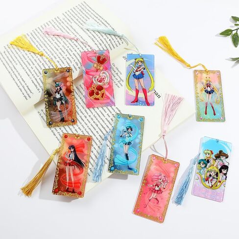 قطعة واحدة من الإشارة المرجعية الأنيمي المحاربة - علامات كرتونية من الأكريليك للبحارة الكرتونية لمحبي ديدان الكتب، وإكسسوارات كتب أقلام القراءة، وهدايا العطلات، وهدايا عيد الميلاد (خمس أخوات) in Kuwait