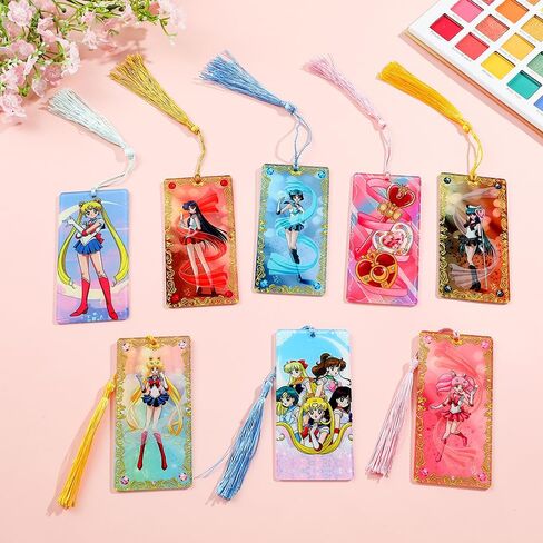 قطعة واحدة من الإشارة المرجعية الأنيمي المحاربة - علامات كرتونية من الأكريليك للبحارة الكرتونية لمحبي ديدان الكتب، وإكسسوارات كتب أقلام القراءة، وهدايا العطلات، وهدايا عيد الميلاد (خمس أخوات) in Kuwait
