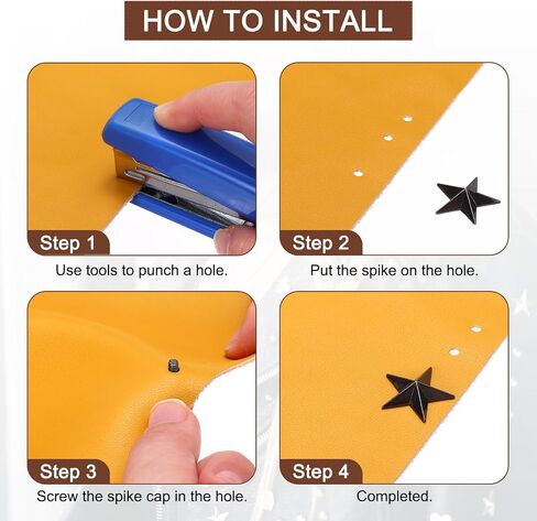 PATIKIL 16mm Star Rivets, 25 Sets Leather Rivets Studs Rivets Double Cap Spikes Rivet for Leather Crafting for Decor Repair DIY Clothing Belts Bags Shoes, Gold Tone in Saudi Arabia