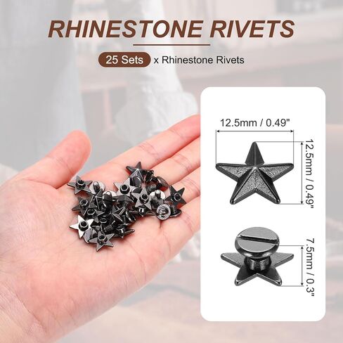 PATIKIL 16mm Star Rivets, 25 Sets Leather Rivets Studs Rivets Double Cap Spikes Rivet for Leather Crafting for Decor Repair DIY Clothing Belts Bags Shoes, Gold Tone in Saudi Arabia