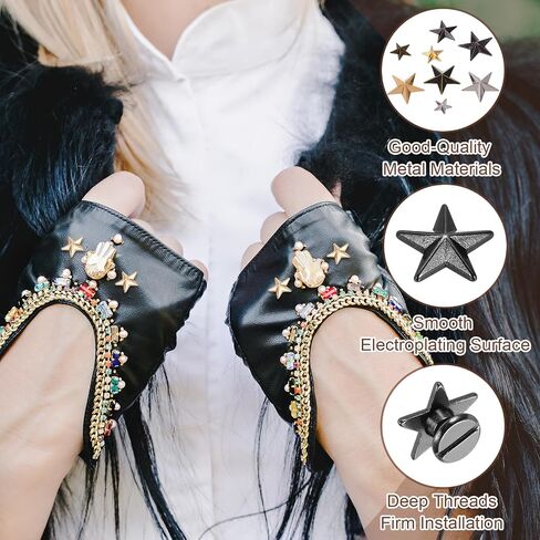 PATIKIL 16mm Star Rivets, 25 Sets Leather Rivets Studs Rivets Double Cap Spikes Rivet for Leather Crafting for Decor Repair DIY Clothing Belts Bags Shoes, Gold Tone in Saudi Arabia