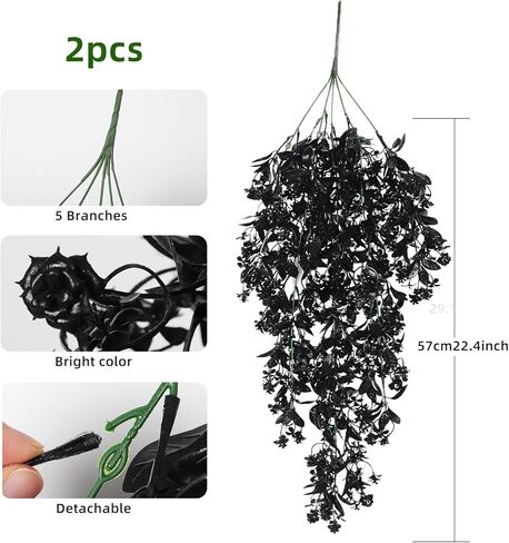 RECUTMS Outdoor Artificial Hanging Flowers 4Pcs Fake Greenery Shrubs UV Resistant Faux Plastic Plants for Farmhouse Kitchen Office Party Summer Decor Indoor (Orange) in Kuwait