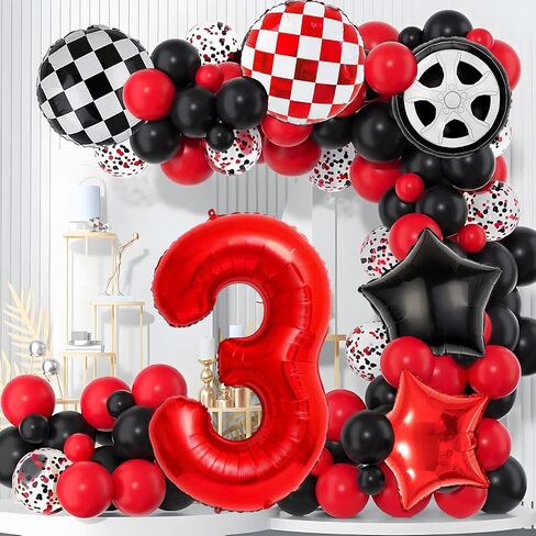 7PCS Race Car Balloons - 40 Inch Red Number 1 Balloons - Tire Mylar Balloons for 1st Birthday Party Decorations - Race Car Birthday Party Decorations in Kuwait
