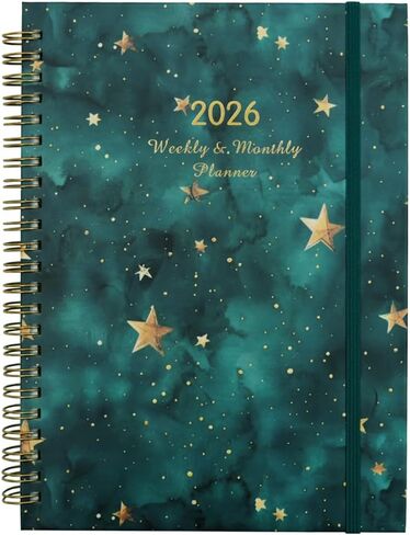 2026 Planner, Monthly and Weekly Calendar 2026, Jan.2026-Dec.2026, 8.5'' x 6.5'' with Monthly Tabs, Flexible Hardcover, Thick Paper, Back Pocket, Strong Twin-Wire Binding, Holiday Reminder in Saudi Arabia