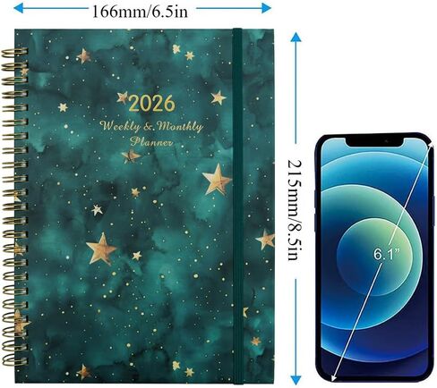2026 Planner, Monthly and Weekly Calendar 2026, Jan.2026-Dec.2026, 8.5'' x 6.5'' with Monthly Tabs, Flexible Hardcover, Thick Paper, Back Pocket, Strong Twin-Wire Binding, Holiday Reminder in Saudi Arabia
