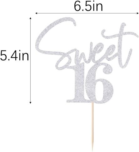 Sweet 16 Cake Toppers - Glitter Sweet 16 Birthday Cake Topper,16th Birthday Cake Topper,16th Birthday Cake Topper (black) in Saudi Arabia