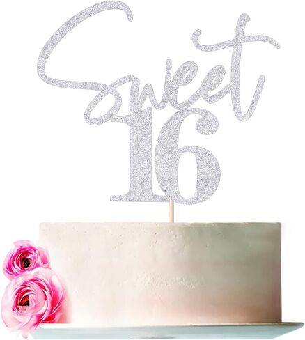 Sweet 16 Cake Toppers - Glitter Sweet 16 Birthday Cake Topper,16th Birthday Cake Topper,16th Birthday Cake Topper (black) in Saudi Arabia