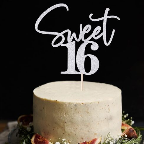 Sweet 16 Cake Toppers - Glitter Sweet 16 Birthday Cake Topper,16th Birthday Cake Topper,16th Birthday Cake Topper (black) in Saudi Arabia