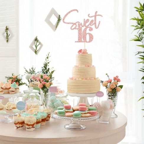 Sweet 16 Cake Toppers - Glitter Sweet 16 Birthday Cake Topper ، 16th Cake Cake Topper ، Topper 16th Birthday Topper (Black) in Saudi Arabia