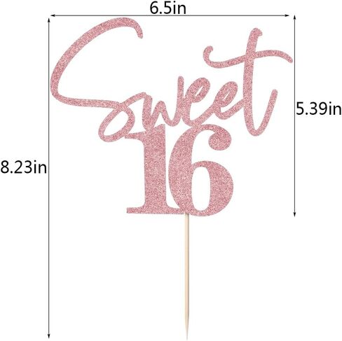 Sweet 16 Cake Toppers - Glitter Sweet 16 Birthday Cake Topper ، 16th Cake Cake Topper ، Topper 16th Birthday Topper (Black) in Saudi Arabia