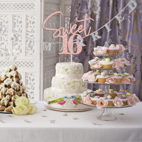 Sweet 16 Cake Toppers - Glitter Sweet 16 Birthday Cake Topper ، 16th Cake Cake Topper ، Topper 16th Birthday Topper (Black) in Saudi Arabia