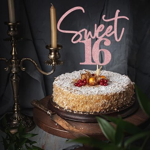 Sweet 16 Cake Toppers - Glitter Sweet 16 Birthday Cake Topper ، 16th Cake Cake Topper ، Topper 16th Birthday Topper (Black) in Saudi Arabia