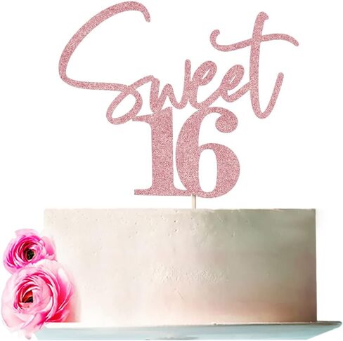 Sweet 16 Cake Toppers - Glitter Sweet 16 Birthday Cake Topper ، 16th Cake Cake Topper ، Topper 16th Birthday Topper (Black) in Saudi Arabia