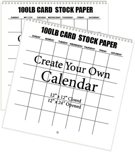 Spiral Create Your Own blank scrapbook Wall Calendar 12" x 12" closed 12" x 24" opened. 2 Pack. 100lb cover card stock. 100lb text sheets. undated in Saudi Arabia