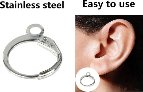 pson 100PCS 0.86Inch Earring Hooks, Stainless Steel Ear Wires Fish Hooks with Loop Hole for DIY, Jewelry Making (Silver) in Saudi Arabia