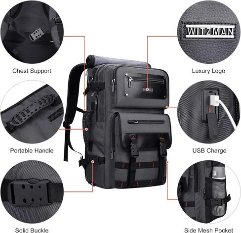 WITZMAN Carry On Travel Backpack for Men Duffle Bags Fit 17 Inch Laptop Airline Approved Laptop Backpack(B685 Silvery Grey) in Saudi Arabia