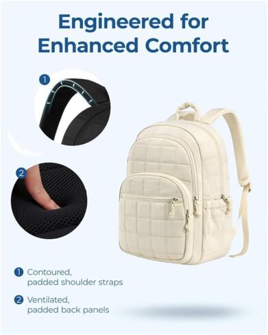 Puffer Quilted Backpack for Women College Backpack Puffy Work Backpacks Fit 15.6 Inch Laptop Light Casual Daypack in Saudi Arabia