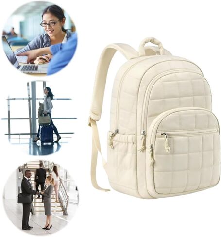 Puffer Quilted Backpack for Women College Backpack Puffy Work Backpacks Fit 15.6 Inch Laptop Light Casual Daypack in Saudi Arabia