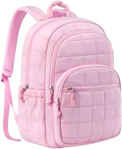Puffer Quilted Backpack for Women College Backpack Puffy Work Backpacks Fit 15.6 Inch Laptop Light Casual Daypack in Saudi Arabia