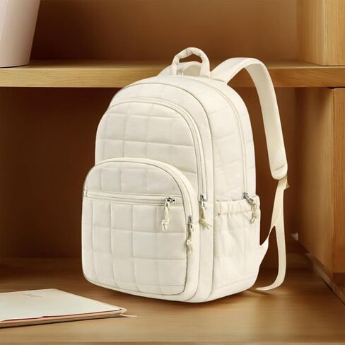 Puffer Quilted Backpack for Women College Backpack Puffy Work Backpacks Fit 15.6 Inch Laptop Light Casual Daypack in Saudi Arabia